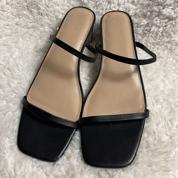 FARYL Elegant synthetic Black Strappy square toe heels Sandals size 14. - Picture 1 of 10